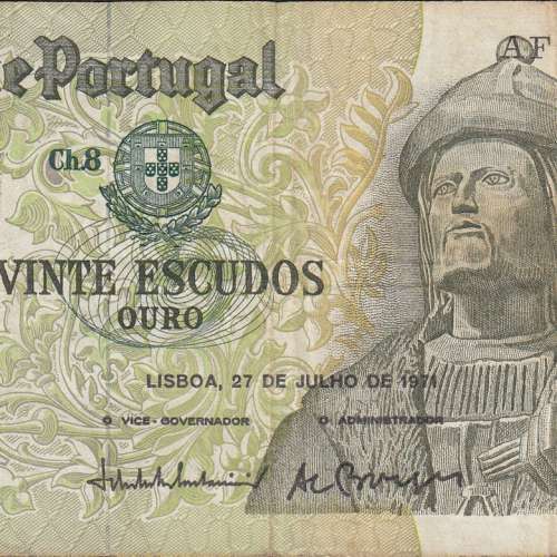Nota de 20 Escudos 1971 Garcia de Orta, 20$00 27/07/1971 Chapa: 8 - Banco de Portugal (Circulada)