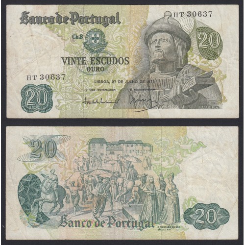 Nota de 20 Escudos 1971 Garcia de Orta, 20$00 27/07/1971 Chapa: 8 - Banco de Portugal (Circulada)