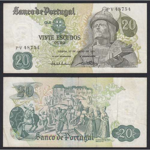 Nota de 20 Escudos 1971 Garcia de Orta, 20$00 27/07/1971 Chapa: 8 - Banco de Portugal (Circulada)