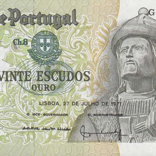 Nota de 20 Escudos 1971 Garcia de Orta, 20$00 27/07/1971 Chapa: 8 - Banco de Portugal (Pouco Circulada)