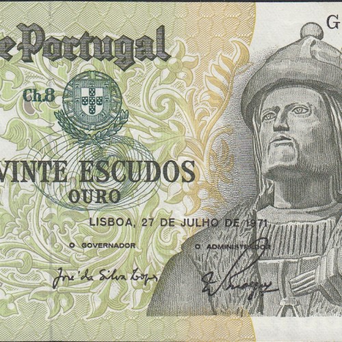 Nota de 20 Escudos 1971 Garcia de Orta, 20$00 27/07/1971 Chapa: 8 - Banco de Portugal (Pouco Circulada)