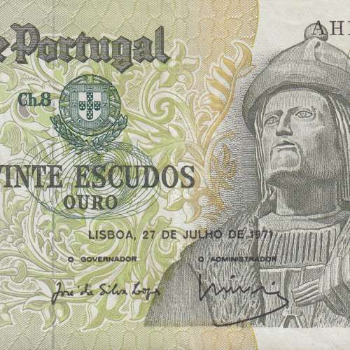 Nota de 20 Escudos 1971 Garcia de Orta, 20$00 27/07/1971 Chapa: 8 - Banco de Portugal (Pouco Circulada)