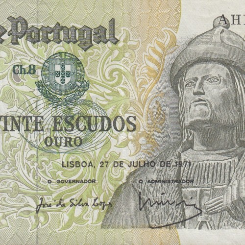 Nota de 20 Escudos 1971 Garcia de Orta, 20$00 27/07/1971 Chapa: 8 - Banco de Portugal (Pouco Circulada)