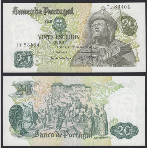 Nota de 20 Escudos 1971 Garcia de Orta, 20$00 27/07/1971 Chapa: 8 - Banco de Portugal (Pouco Circulada)
