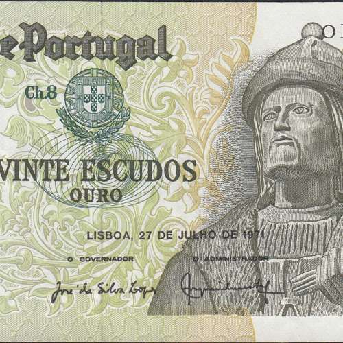 Nota de 20 Escudos 1971 Garcia de Orta, 20$00 27/07/1971 Chapa: 8 - Banco de Portugal (Pouco Circulada)