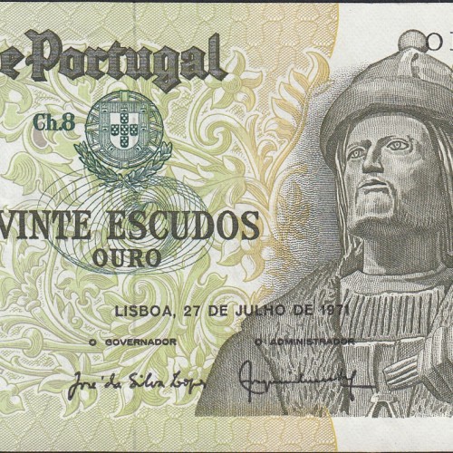 Nota de 20 Escudos 1971 Garcia de Orta, 20$00 27/07/1971 Chapa: 8 - Banco de Portugal (Pouco Circulada)