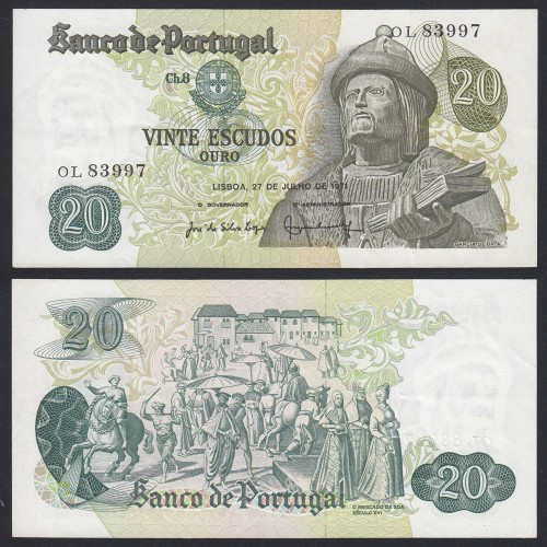 Nota de 20 Escudos 1971 Garcia de Orta, 20$00 27/07/1971 Chapa: 8 - Banco de Portugal (Pouco Circulada)