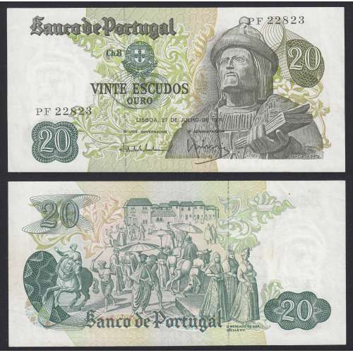 Nota de 20 Escudos 1971 Garcia de Orta, 20$00 27/07/1971 Chapa: 8 - Banco de Portugal (Pouco Circulada)