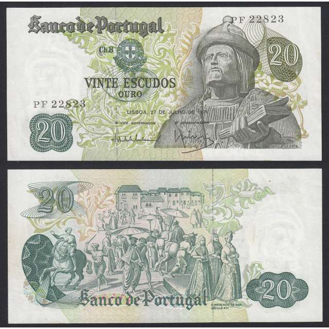 Nota de 20 Escudos 1971 Garcia de Orta, 20$00 27/07/1971 Chapa: 8 - Banco de Portugal (Pouco Circulada)