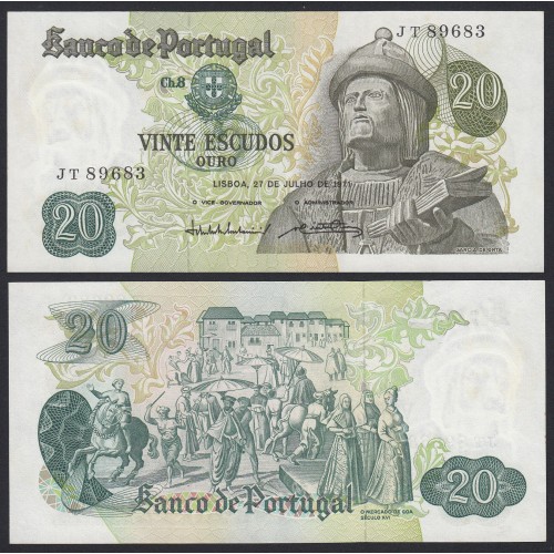 Nota de 20 Escudos 1971 Garcia de Orta, 20$00 27/07/1971 Chapa: 8 - Banco de Portugal (Pouco Circulada)