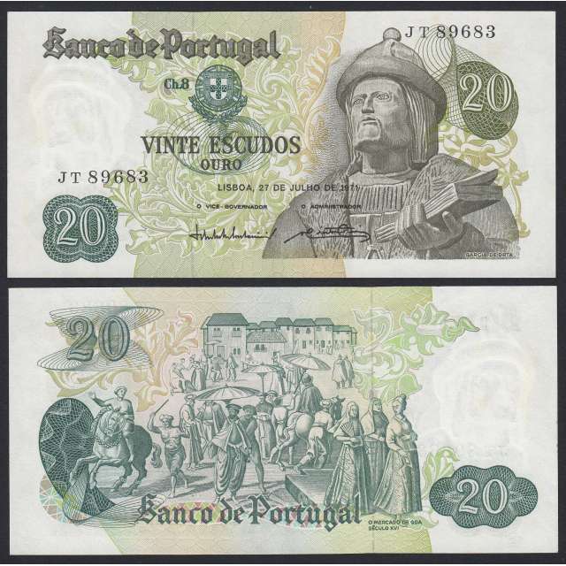 Nota de 20 Escudos 1971 Garcia de Orta, 20$00 27/07/1971 Chapa: 8 - Banco de Portugal (Pouco Circulada)