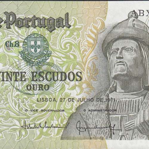 Nota de 20 Escudos 1971 Garcia de Orta, 20$00 27/07/1971 Chapa: 8 - Banco de Portugal (Pouco Circulada)