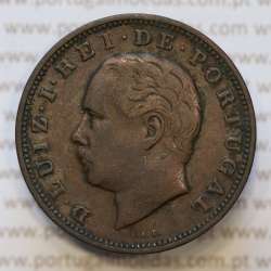 Moeda 20 Réis Bronze (XX Réis) 1883 (MBC) - Rei D. LUIS I - World Coins Portugal KM527