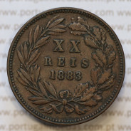 Moeda 20 Réis Bronze (XX Réis) 1883 (MBC) - Rei D. LUIS I - World Coins Portugal KM527