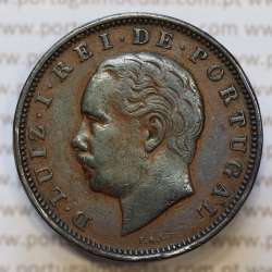 Moeda 20 Réis Bronze (XX Réis) 1883 (MBC) - Rei D. LUIS I - World Coins Portugal KM527
