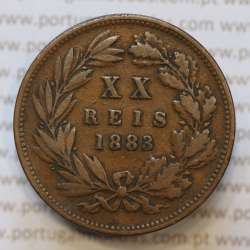 Moeda 20 Réis Bronze (XX Réis) 1883 (BC) - Rei D. LUIS I - World Coins Portugal KM527