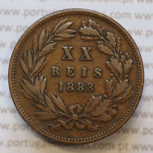 Moeda 20 Réis Bronze (XX Réis) 1883 (BC) - Rei D. LUIS I - World Coins Portugal KM527