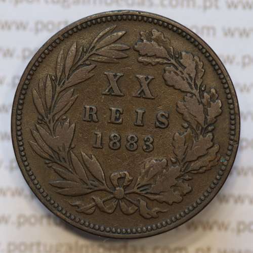 Moeda 20 Réis Bronze (XX Réis) 1883 (BC) - Rei D. LUIS I - World Coins Portugal KM527