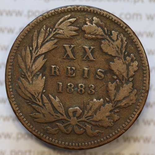 Moeda 20 Réis Bronze (XX Réis) 1883 (BC) - Rei D. LUIS I - World Coins Portugal KM527