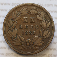 Moeda 20 Réis Bronze (XX Réis) 1883 (BC) - Rei D. LUIS I - World Coins Portugal KM527