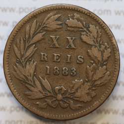 Moeda 20 Réis Bronze (XX Réis) 1883 (BC) - Rei D. LUIS I - World Coins Portugal KM527
