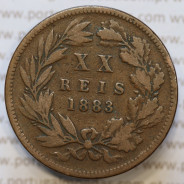Moeda 20 Réis Bronze (XX Réis) 1883 (BC) - Rei D. LUIS I - World Coins Portugal KM527