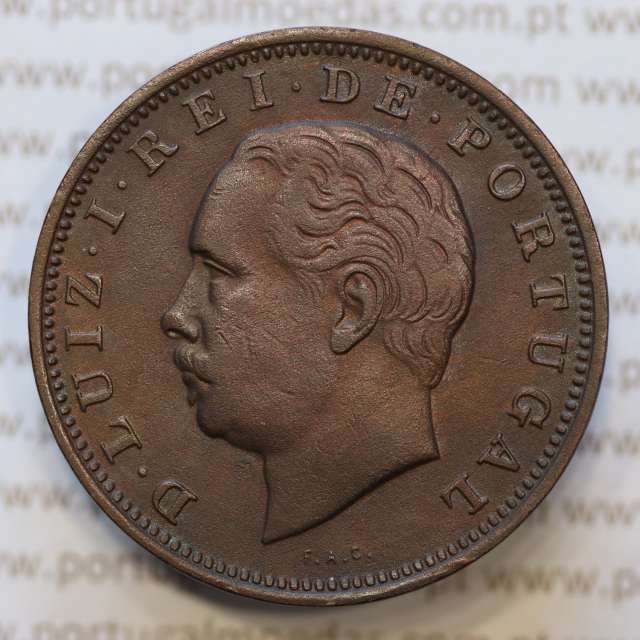 Moeda 20 Réis Bronze (XX Réis) 1884 (MBC+) - Rei D. LUIS I - World Coins Portugal KM527