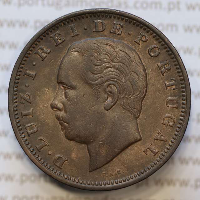 Moeda 20 Réis Bronze (XX Réis) 1884 (MBC+) - Rei D. LUIS I - World Coins Portugal KM527