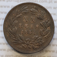 Moeda 20 Réis Bronze (XX Réis) 1884 (MBC+) - Rei D. LUIS I - World Coins Portugal KM527