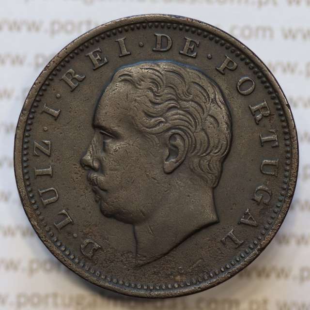 Moeda 20 Réis Bronze (XX Réis) 1884 (MBC+) - Rei D. LUIS I - World Coins Portugal KM527