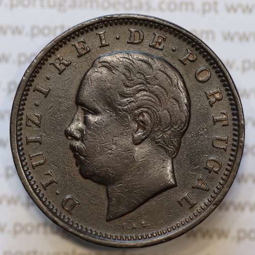 Moeda 20 Réis Bronze (XX Réis) 1884 (MBC+) - Rei D. LUIS I - World Coins Portugal KM527