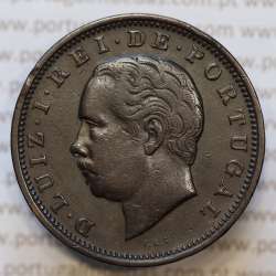 Moeda 20 Réis Bronze (XX Réis) 1884 (MBC+) - Rei D. LUIS I - World Coins Portugal KM527