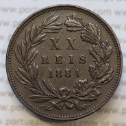 Moeda 20 Réis Bronze (XX Réis) 1884 (MBC+) - Rei D. LUIS I - World Coins Portugal KM527