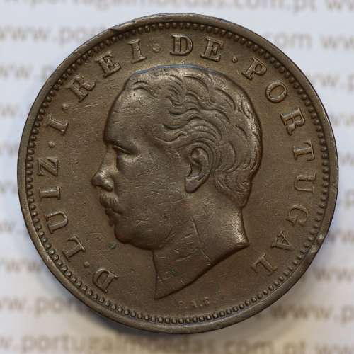 Moeda 20 Réis Bronze (XX Réis) 1884 (MBC) - Rei D. LUIS I - World Coins Portugal KM527