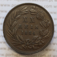 Moeda 20 Réis Bronze (XX Réis) 1884 (MBC) - Rei D. LUIS I - World Coins Portugal KM527