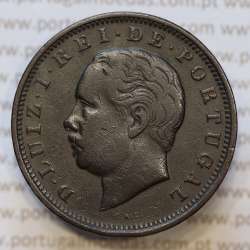 Moeda 20 Réis Bronze (XX Réis) 1884 (MBC) - Rei D. LUIS I - World Coins Portugal KM527