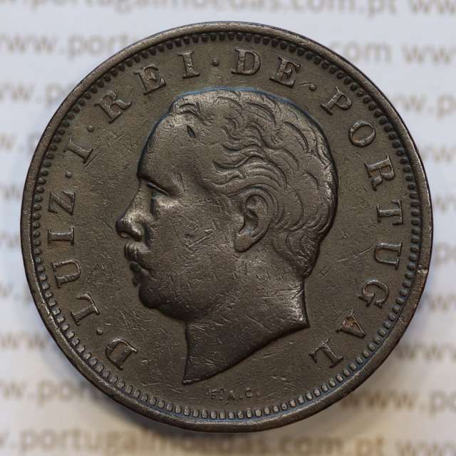 Moeda 20 Réis Bronze (XX Réis) 1884 (MBC) - Rei D. LUIS I - World Coins Portugal KM527