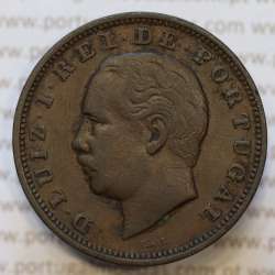 Moeda 20 Réis Bronze (XX Réis) 1884 (MBC) - Rei D. LUIS I - World Coins Portugal KM527