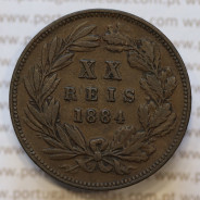 Moeda 20 Réis Bronze (XX Réis) 1884 (MBC) - Rei D. LUIS I - World Coins Portugal KM527