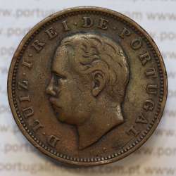Moeda 20 Réis Bronze (XX Réis) 1884 (MBC) - Rei D. LUIS I - World Coins Portugal KM527