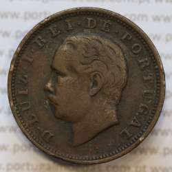Moeda 20 Réis Bronze (XX Réis) 1884 (MBC) - Rei D. LUIS I - World Coins Portugal KM527