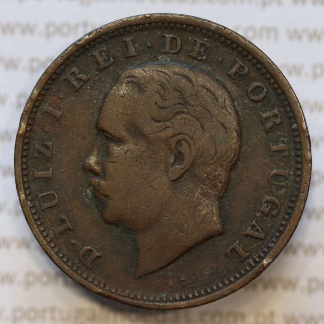 Moeda 20 Réis Bronze (XX Réis) 1884 (MBC) - Rei D. LUIS I - World Coins Portugal KM527