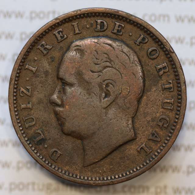 Moeda 20 Réis Bronze (XX Réis) 1884 (BC) - Rei D. LUIS I - World Coins Portugal KM527