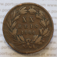 Moeda 20 Réis Bronze (XX Réis) 1884 (BC) - Rei D. LUIS I - World Coins Portugal KM527