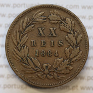 Moeda 20 Réis Bronze (XX Réis) 1884 (BC) - Rei D. LUIS I - World Coins Portugal KM527