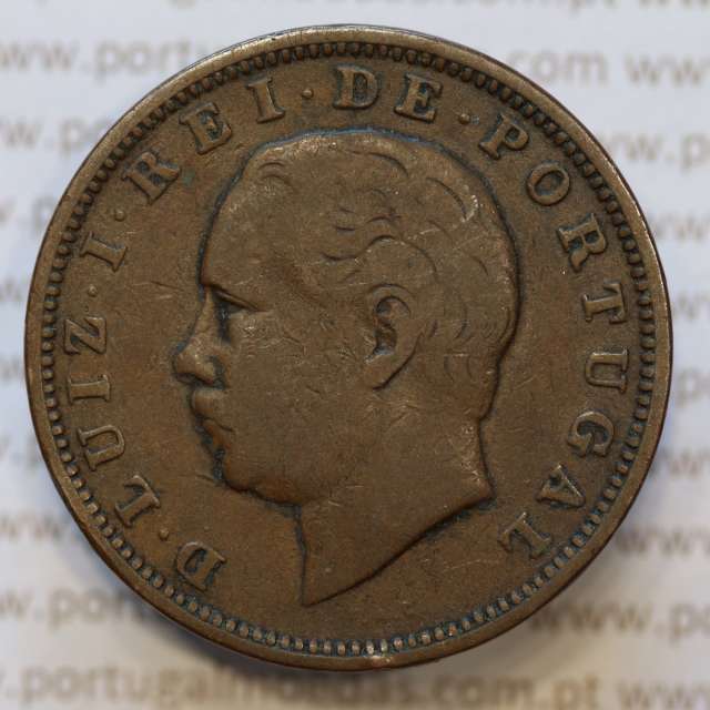 Moeda 20 Réis Bronze (XX Réis) 1884 (BC) - Rei D. LUIS I - World Coins Portugal KM527