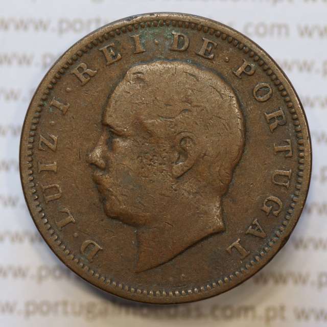 Moeda 20 Réis Bronze (XX Réis) 1884 (BC) - Rei D. LUIS I - World Coins Portugal KM527