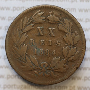 Moeda 20 Réis Bronze (XX Réis) 1884 (BC) - Rei D. LUIS I - World Coins Portugal KM527