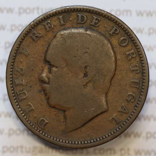 Moeda 20 Réis Bronze (XX Réis) 1884 (BC) - Rei D. LUIS I - World Coins Portugal KM527