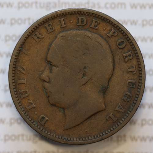 Moeda 20 Réis Bronze (XX Réis) 1884 (BC) - Rei D. LUIS I - World Coins Portugal KM527